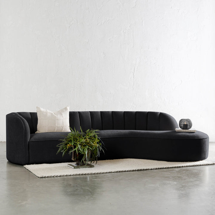 CARSON MODERNA CURVED RIBBED MODULAR SOFA  |  BLACK NOIR