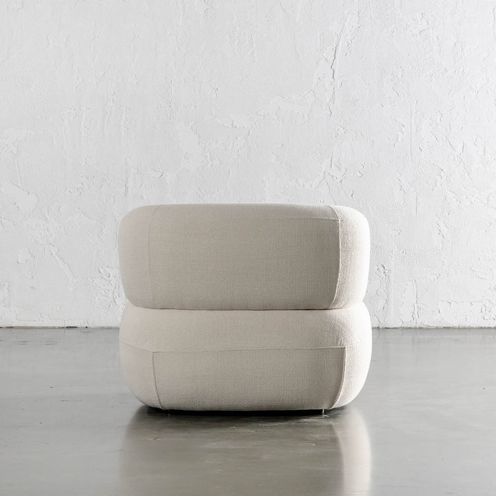 CARSON ROUNDED ARMCHAIR BACK VIEW  |  SKIMMING STONE WEAVE