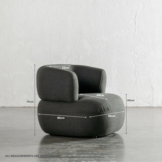 CARSON ROUNDED ARMCHAIR  |  BLADE OLIVE WEAVE | MEASUREMENTS