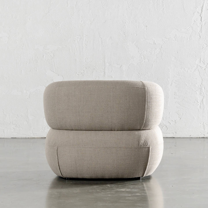 CARSON ROUNDED ARMCHAIR  |  DEEP MANUKA WEAVE BACK VIEW