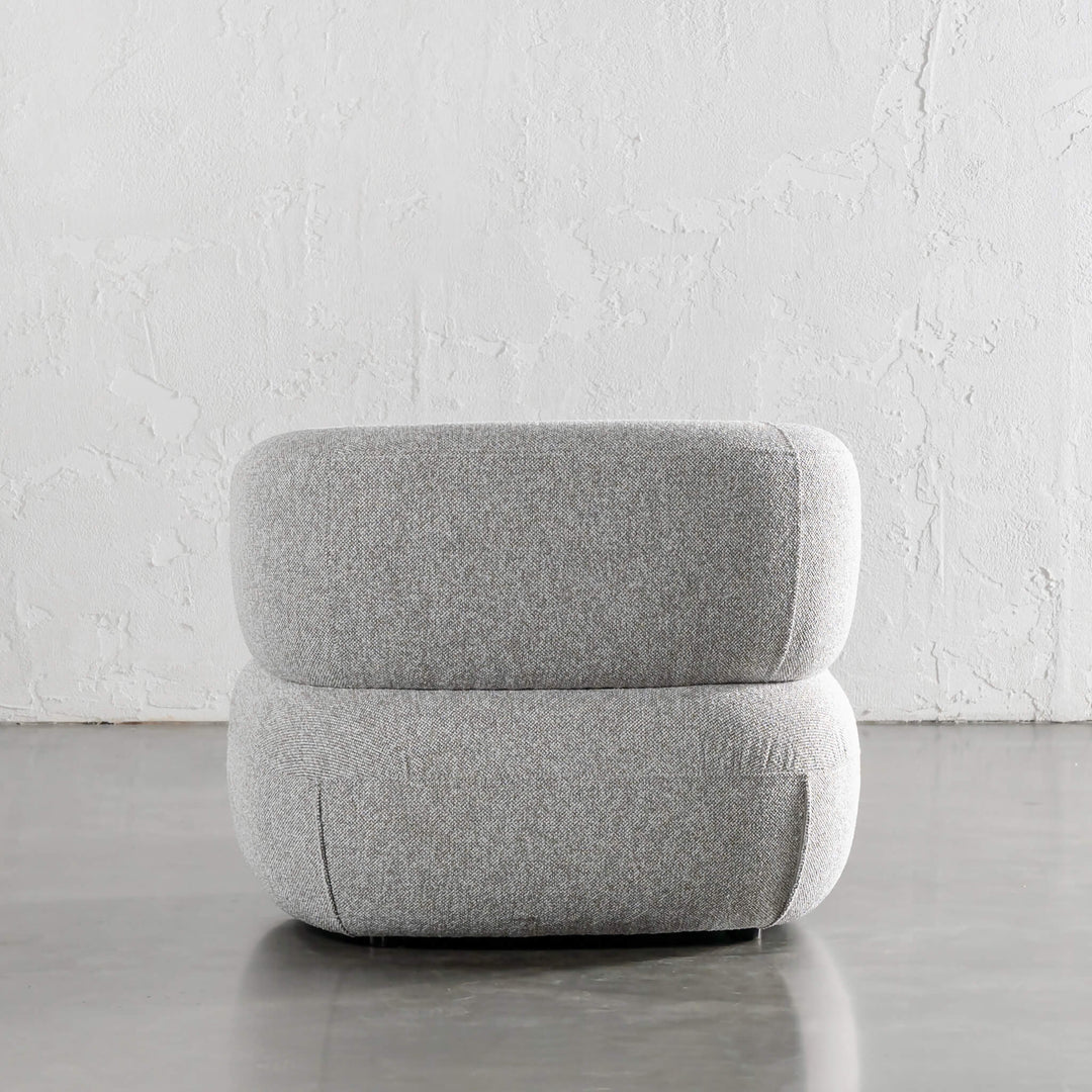 CARSON ROUNDED ARMCHAIR  |  GRANITE HAZE | BACK VIEW