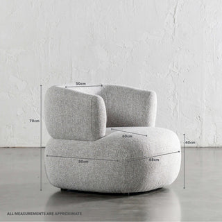 CARSON ROUNDED ARMCHAIR  |  GRANITE HAZE | MEASUREMENTS
