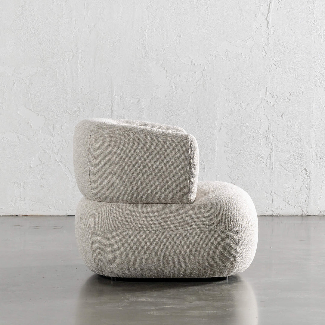 CARSON ROUNDED ARMCHAIR  |  SANDY DUSK SIDE VIEW