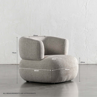 CARSON ROUNDED ARMCHAIR  |  SANDY DUSK | MEASUREMENTS
