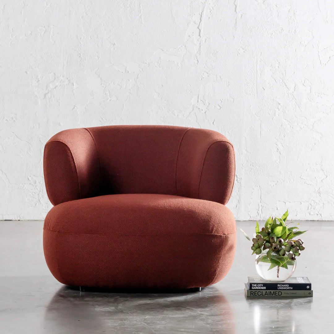 CARSON ROUNDED ARMCHAIR | BURNISHED TERRA WEAVE