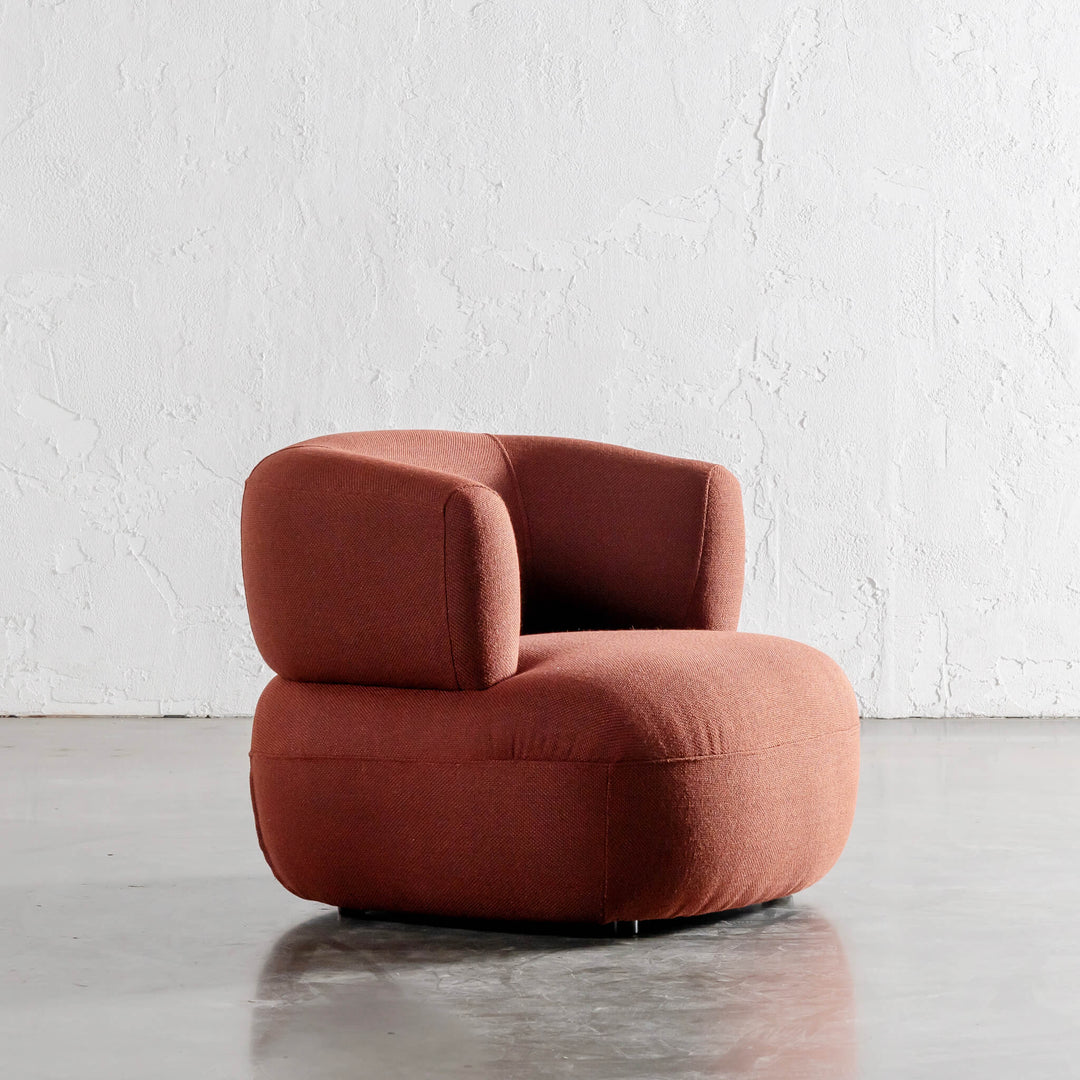 PRE ORDER  |  CARSON ROUNDED ARMCHAIR  |  BURNISHED TERRA WEAVE