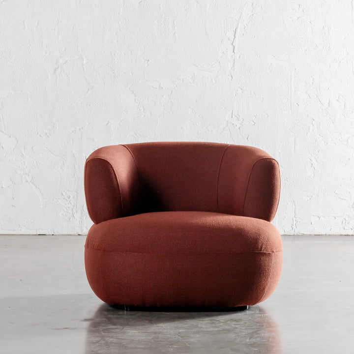 CARSON ROUNDED ARMCHAIR  |  BURNISHED TERRA WEAVE UNSTYLED