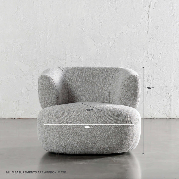 CARSON ROUNDED ARMCHAIR | GRANITE HAZE | MEASUREMENTS