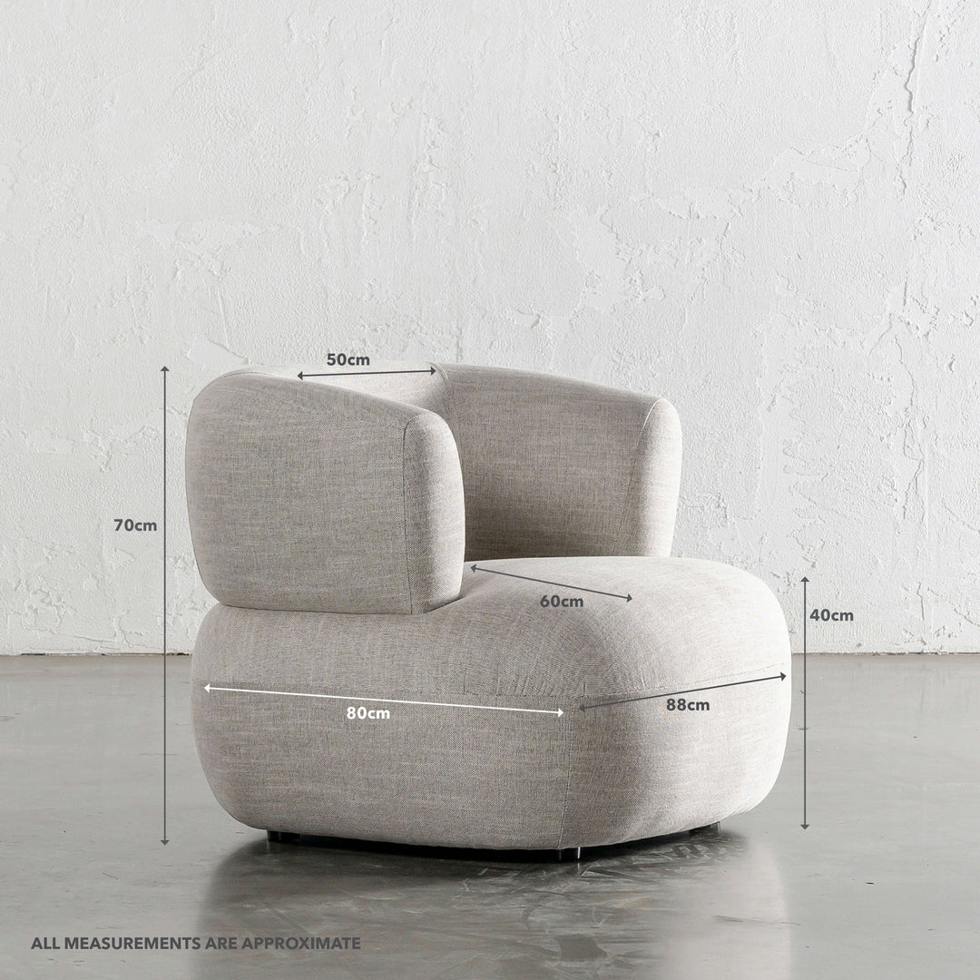 CARSON ROUNDED ARMCHAIR  |  JOVAN EARTH | MEASUREMENTS