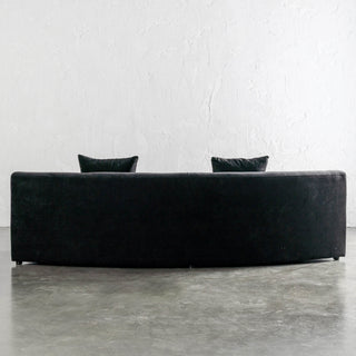 CARSON CONTEMPO CURVED 2 PCE SOFA  |  BLACK NOIR TEXTURED VELOUR