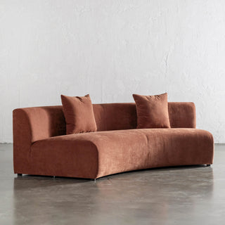 CARSON CONTEMPO CURVED 2 PCE SOFA  |  TERRA RUST TEXTURED VELOUR