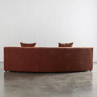 CARSON CONTEMPO CURVED 2 PCE SOFA  |  TERRA RUST TEXTURED VELOUR