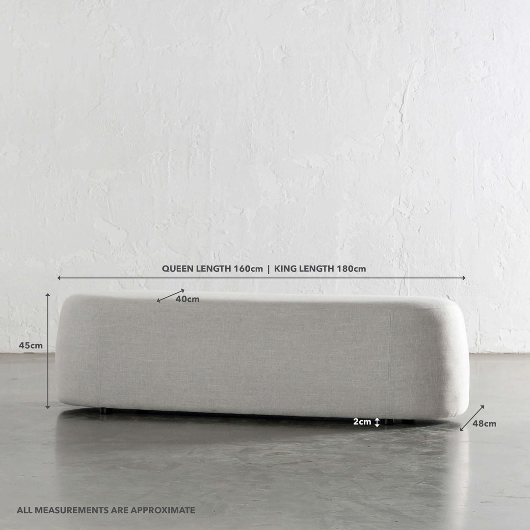CARSON CURVED SLIM BENCH OTTOMAN  |  JOVAN DOVE NATURAL