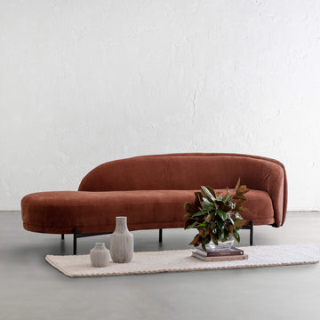 CARSON CURVE DAYBED SOFA  |  TERRA RUST TEXTURED VELOUR