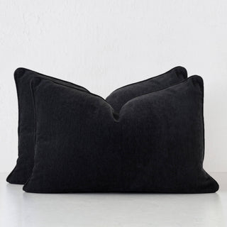 CARSON CUSHION BUNDLE X2  |  40X60  |  NOIR BLACK TEXTURED VELOUR