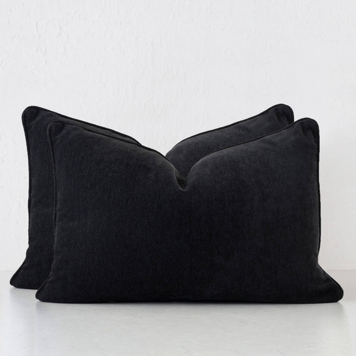 CARSON CUSHION BUNDLE X2  |  40X60  |  NOIR BLACK TEXTURED VELOUR