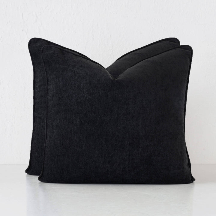 CARSON CUSHION BUNDLE X2  |  50X50  |  NOIR BLACK TEXTURED VELOUR