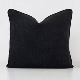 CARSON CUSHION  |  NOIR BLACK TEXTURED VELOUR  | 60X60