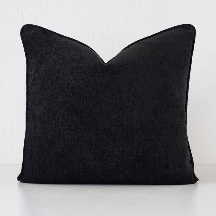 CARSON CUSHION  |  NOIR BLACK TEXTURED VELOUR  | 60X60