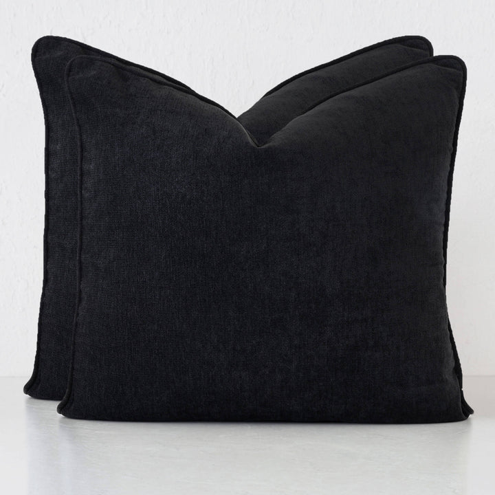 CARSON CUSHION BUNDLE X2  |  60X60  |  NOIR BLACK TEXTURED VELOUR