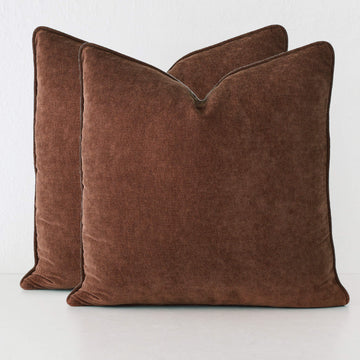 CARSON CUSHION BUNDLE X2  |  60 x 60  |  TERRA RUST TEXTURED VELOUR