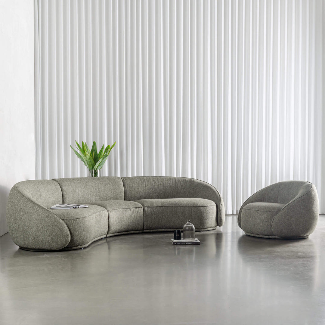 CARSON LINCOLN CURVED 3S SOFA + ARMCHAIR  |  BAYLEAF GREEN