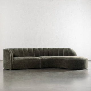 CARSON MODERNA CURVED RIBBED MODULAR SOFA  |  DEEP BRUNSWICK GREEN