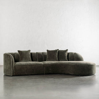 CARSON MODERNA CURVED RIBBED MODULAR SOFA  |  DEEP BRUNSWICK GREEN