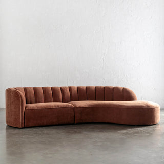 CARSON MODERNA CURVED RIBBED MODULAR SOFA  |  TERRA RUST TEXTURED VELOUR