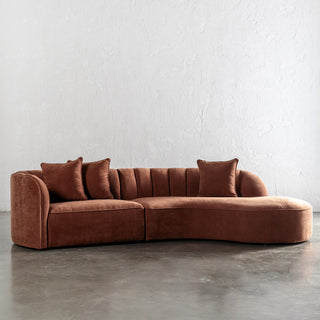 CARSON MODERNA CURVED RIBBED MODULAR SOFA  |  TERRA RUST TEXTURED VELOUR