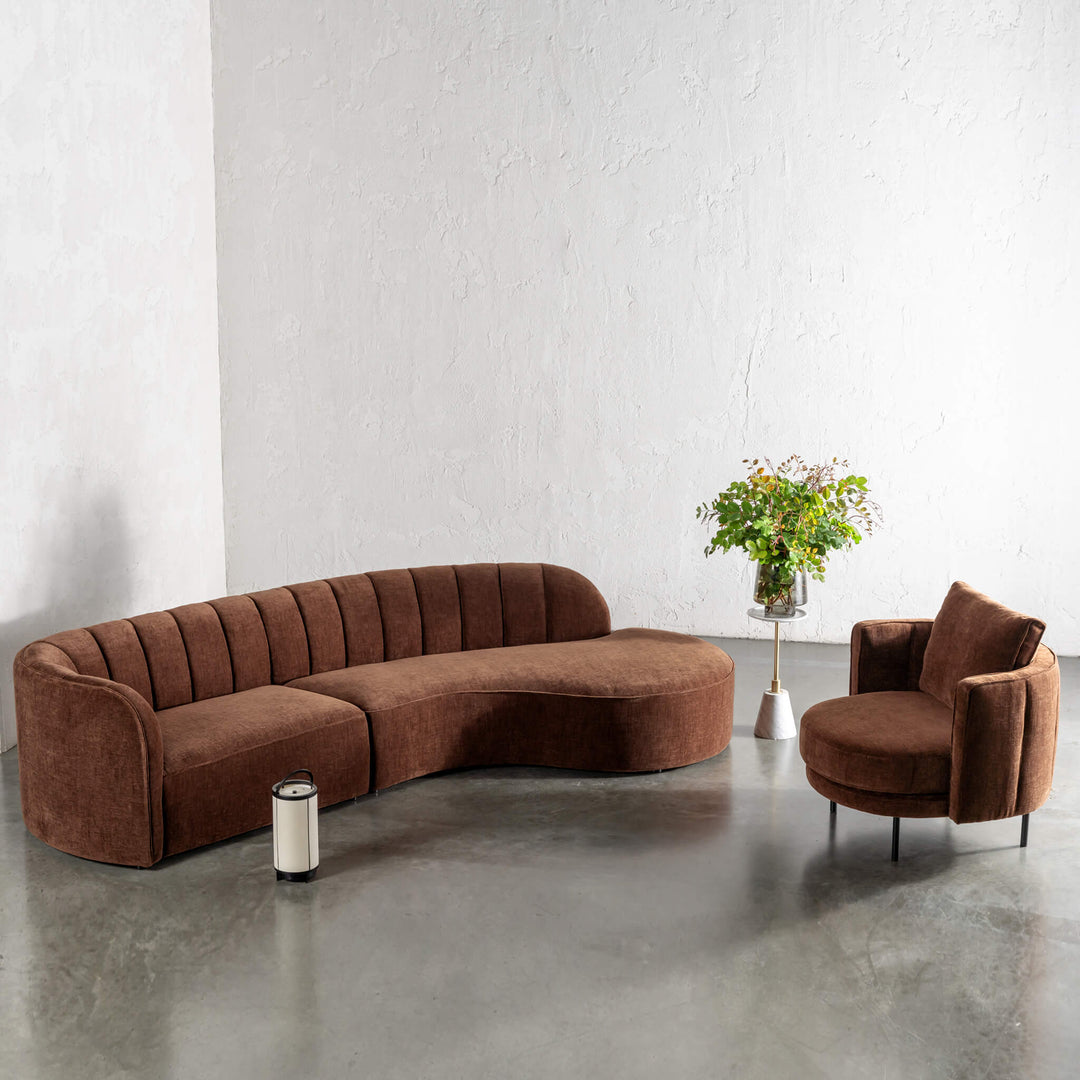 CARSON MODERNA CURVED RIBBED MODULAR SOFA + ARMCHAIR  |  SIERRA TERRA