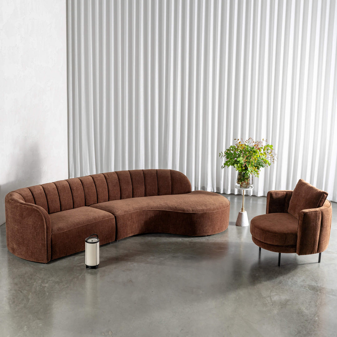 CARSON MODERNA CURVED RIBBED MODULAR SOFA + ARMCHAIR |  SIERRA TERRA