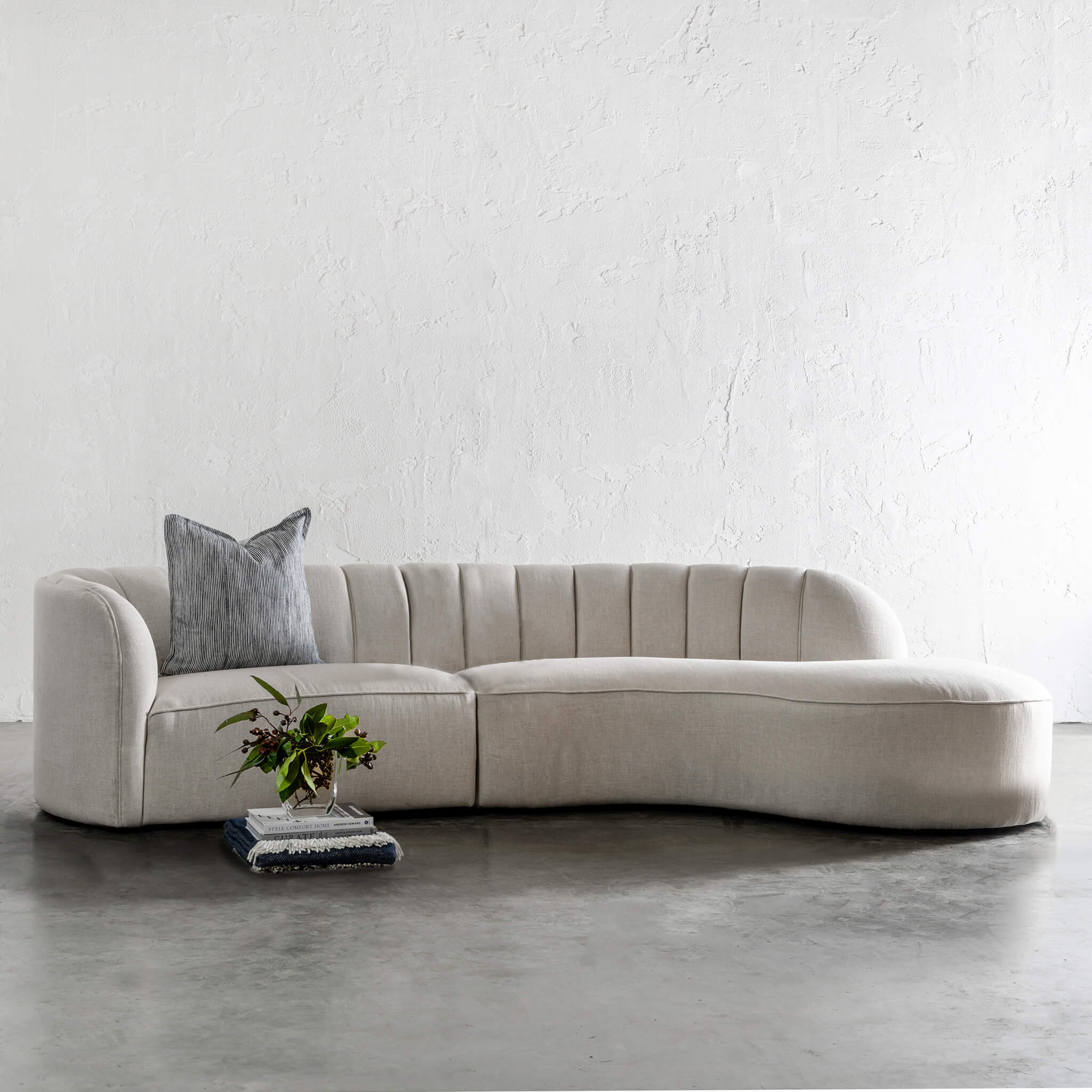 CARSON MODERNA CURVED RIBBED MODULAR SOFA | JOVAN DOVE NATURAL | LOUNGE ...