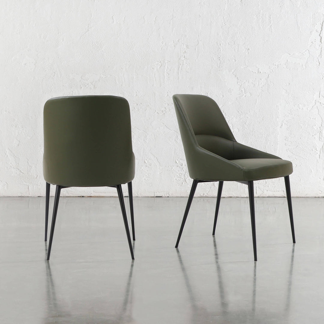 CARTER VEGAN LEATHER DINING CHAIR  |  MEDITERRANEAN DEEP OLIVE VEGAN LEATHER