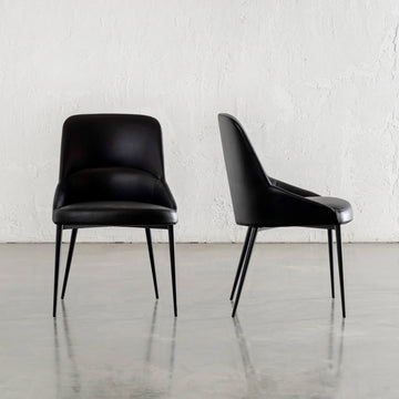 CARTER VEGAN LEATHER DINING CHAIR | NOIR BLACK VEGAN LEATHER