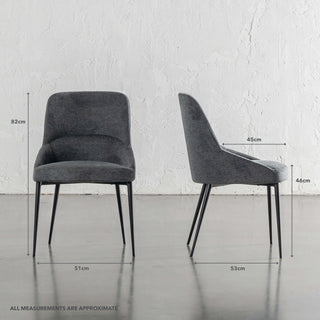 CARTER DINING CHAIR | GRANITE SHADOW WEAVE | MEASUREMENTS
