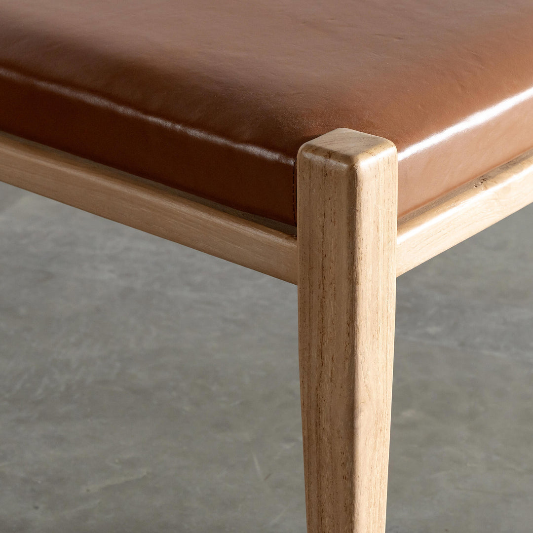CASONI BENCH SEAT  |  SMOKE HAZE WASH TEAK + COCOA TAN LEATHER