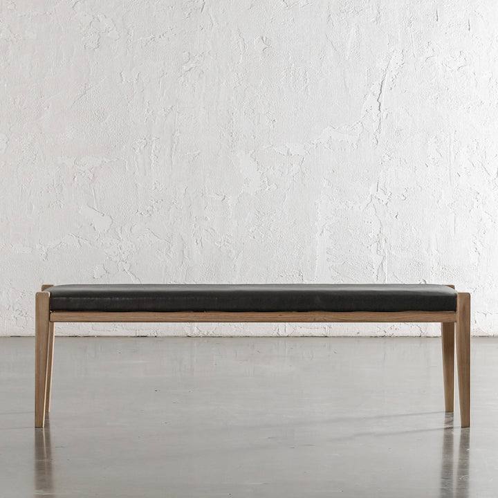 CASONI BENCH SEAT  |  SMOKE HAZE WASH TEAK + OLIVE LEAF LEATHER