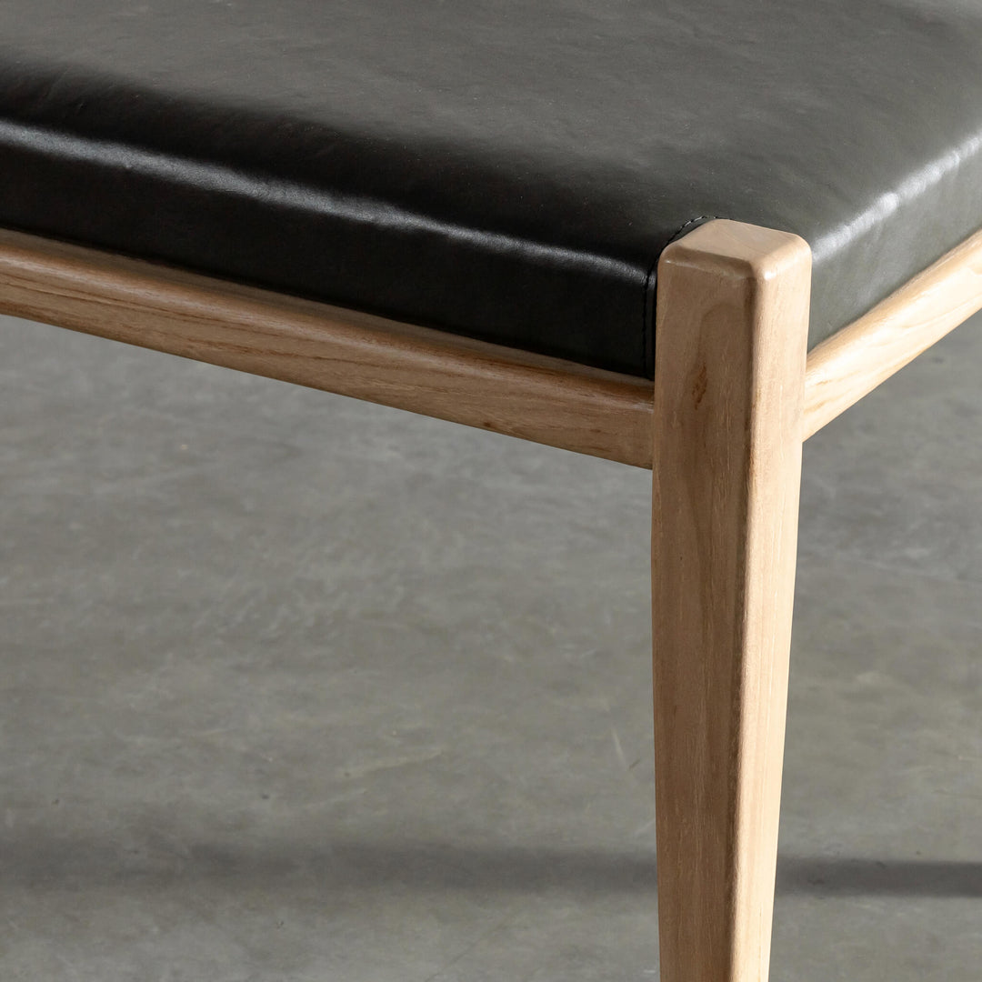 CASONI BENCH SEAT  |  SMOKE HAZE WASH TEAK + OLIVE LEAF LEATHER