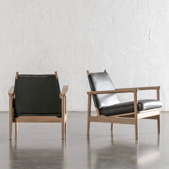 CASONI VINCENZA PADDED ARMCHAIR  |  SMOKE HAZE WASH TEAK + OLIVE LEAF LEATHER