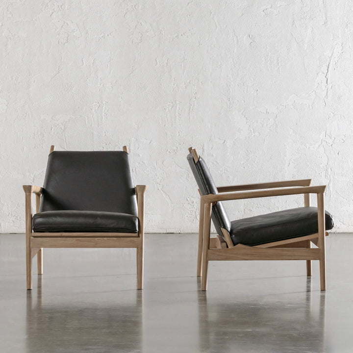 CASONI VINCENZA PADDED ARMCHAIR  |  SMOKE HAZE WASH TEAK + OLIVE LEAF LEATHER