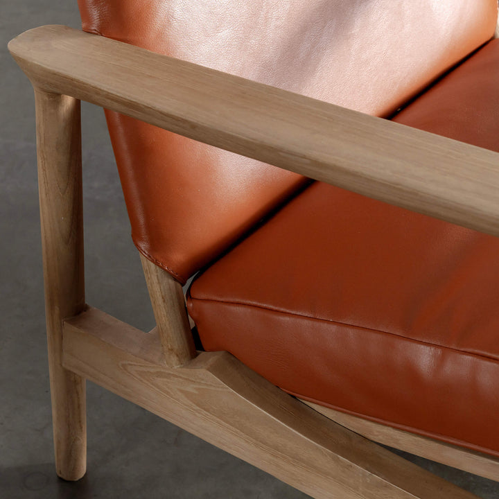 CASONI VINCENZA PADDED ARMCHAIR  |  SMOKE HAZE WASH TEAK + TERRACOTTA DUST LEATHER