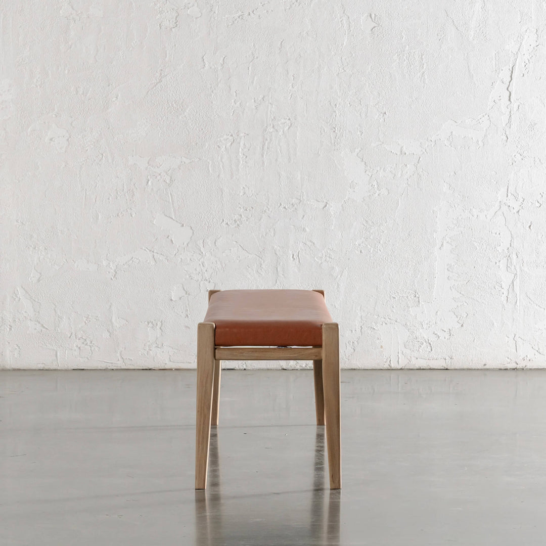 CASONI BENCH SEAT  |  SMOKE HAZE WASH TEAK + TERRACOTTA DUST LEATHER