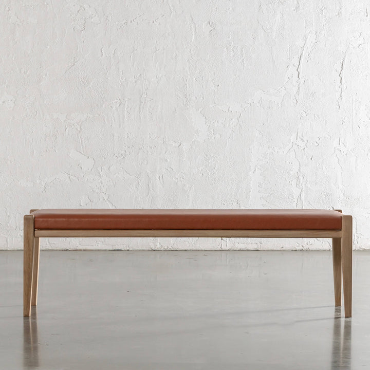 CASONI BENCH SEAT  |  SMOKE HAZE WASH TEAK + TERRACOTTA DUST LEATHER