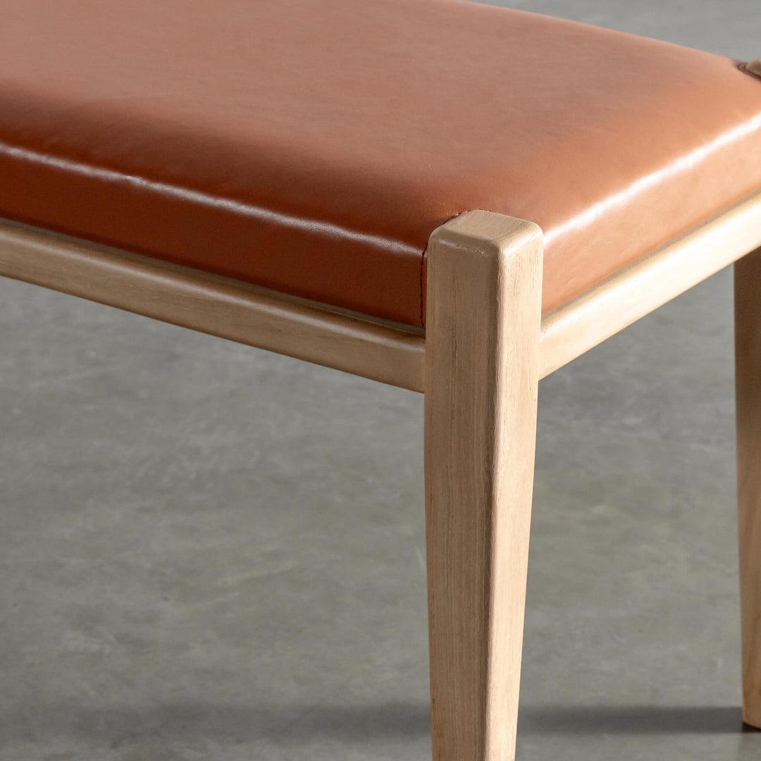 CASONI BENCH SEAT  |  SMOKE HAZE WASH TEAK + TERRACOTTA DUST LEATHER