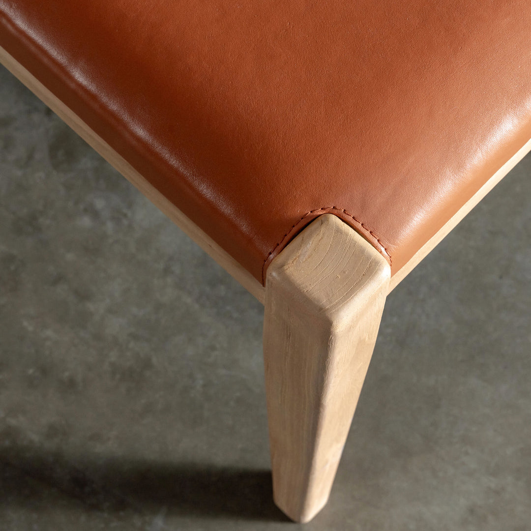 CASONI BENCH SEAT  |  SMOKE HAZE WASH TEAK + TERRACOTTA DUST LEATHER