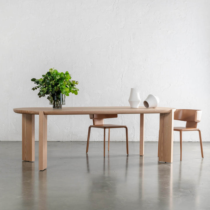 CASSAN ROUNDED DINING TABLE | BIRCH ASH WOOD GRAIN | 240CM