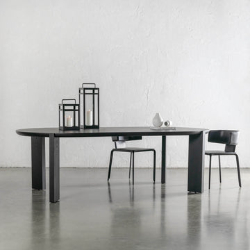 CASSAN ROUNDED DINING TABLE | BLACK NOIR WOOD GRAIN | 240CM