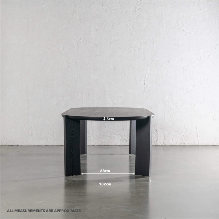 CASSAN ROUNDED DINING TABLE  |  BLACK NOIR WOOD GRAIN  |  270CM | END MEASUREMENTS