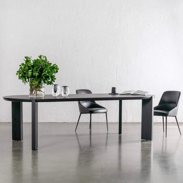 CASSAN ROUNDED DINING TABLE | BLACK NOIR WOOD GRAIN | 270CM